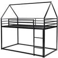 Twin Over Twin House Bunk Bed With Built In Ladder,Black Black Metal