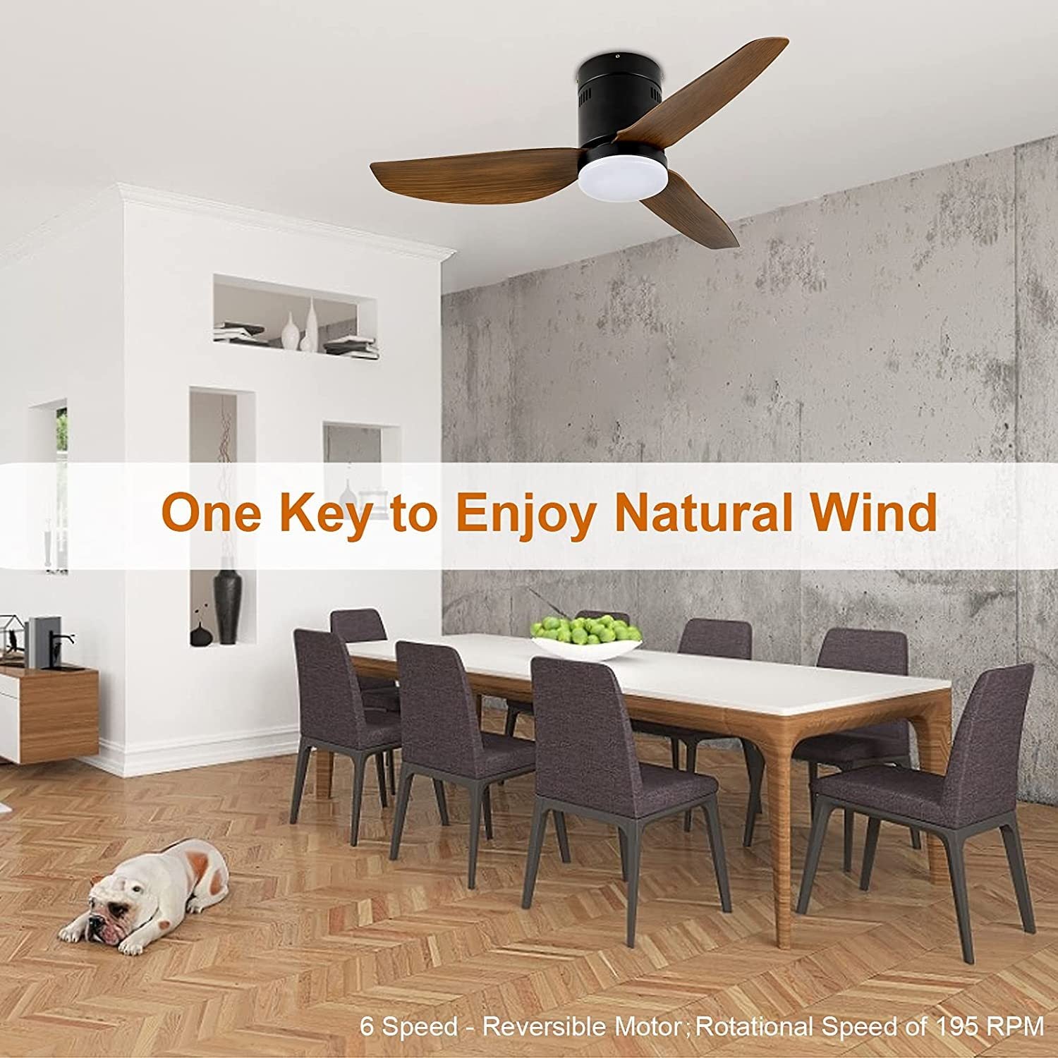 Simple Deluxe 40 Inch Ceiling Fan With Led Light And Remote Control, 6 Speed Modes, 2 Rotating Modestimer Brown Solid Wood