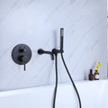 2 Handle Tub Spot Wall Mount Rain Mixer Shower Faucet Tub And Shower Faucet With Hand Shower In Black Valve Included Matte Black Brass