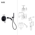 2 Handle Tub Spot Wall Mount Rain Mixer Shower Faucet Tub And Shower Faucet With Hand Shower In Black Valve Included Matte Black Brass