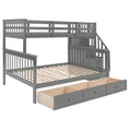 Stairway Twin Over Full Bunk Bed With Drawer, Storage And Guard Rail For Bedroom, Dorm, For Adults, Gray Color Old Sku: Lp000219Aae Gray Solid Wood