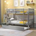 Twin Over Twin Bunk Beds With Trundle, Solid Wood Trundle Bed Frame With Safety Rail And Ladder, Kids Teens Bedroom, Guest Room Furniture, Can Be Converted Into 2 Beds,Grey Old Sku:W504S00027 Grey Pine