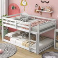 Twin Over Twin Floor Bunk Bed, White Old Sku:W50437209 Twin White Pine