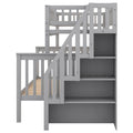 Twin Over Full Stairway Bunk Bed With Storage, Gray Twin Gray Pine