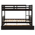 Full Over Full Bunk Bed With Trundle,Espresso Espresso Pine