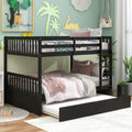 Full Over Full Bunk Bed With Trundle,Espresso Espresso Pine