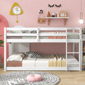 Twin Over Twin Floor Bunk Bed, White Old Sku:W50437209 Twin White Pine