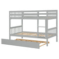 Twin Over Twin Bunk Beds With Trundle, Solid Wood Trundle Bed Frame With Safety Rail And Ladder, Kids Teens Bedroom, Guest Room Furniture, Can Be Converted Into 2 Beds,Grey Old Sku:W504S00027 Grey Pine