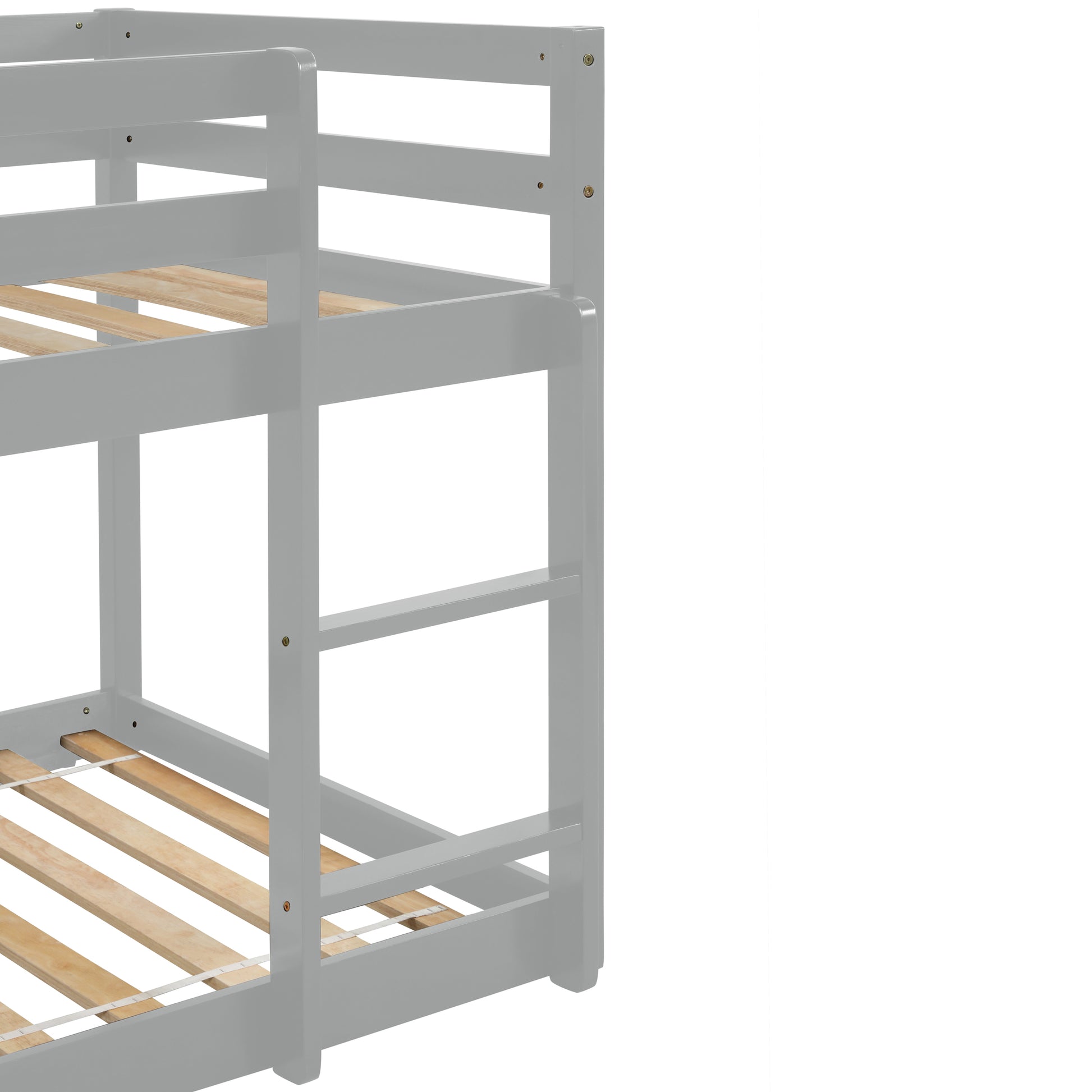 Twin Over Twin Floor Bunk Bed,Grey Old Sku:W50437208 Twin Grey Pine