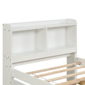 Twin Bed With Trundle,Bookcase,White Twin White Pine