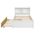 Twin Bed With Trundle,Bookcase,White Twin White Pine