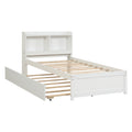 Twin Bed With Trundle,Bookcase,White Twin White Pine