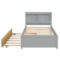 Twin Bed With Trundle,Bookcase,Grey Grey Pine