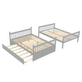 Full Over Full Bunk Bed With Trundle, Convertible To 2 Full Size Platform Bed, Full Size Bunk Bed With Ladder And Safety Rails For Kids, Teens, Adults,Grey Old Sku:W504S00003 Grey Pine