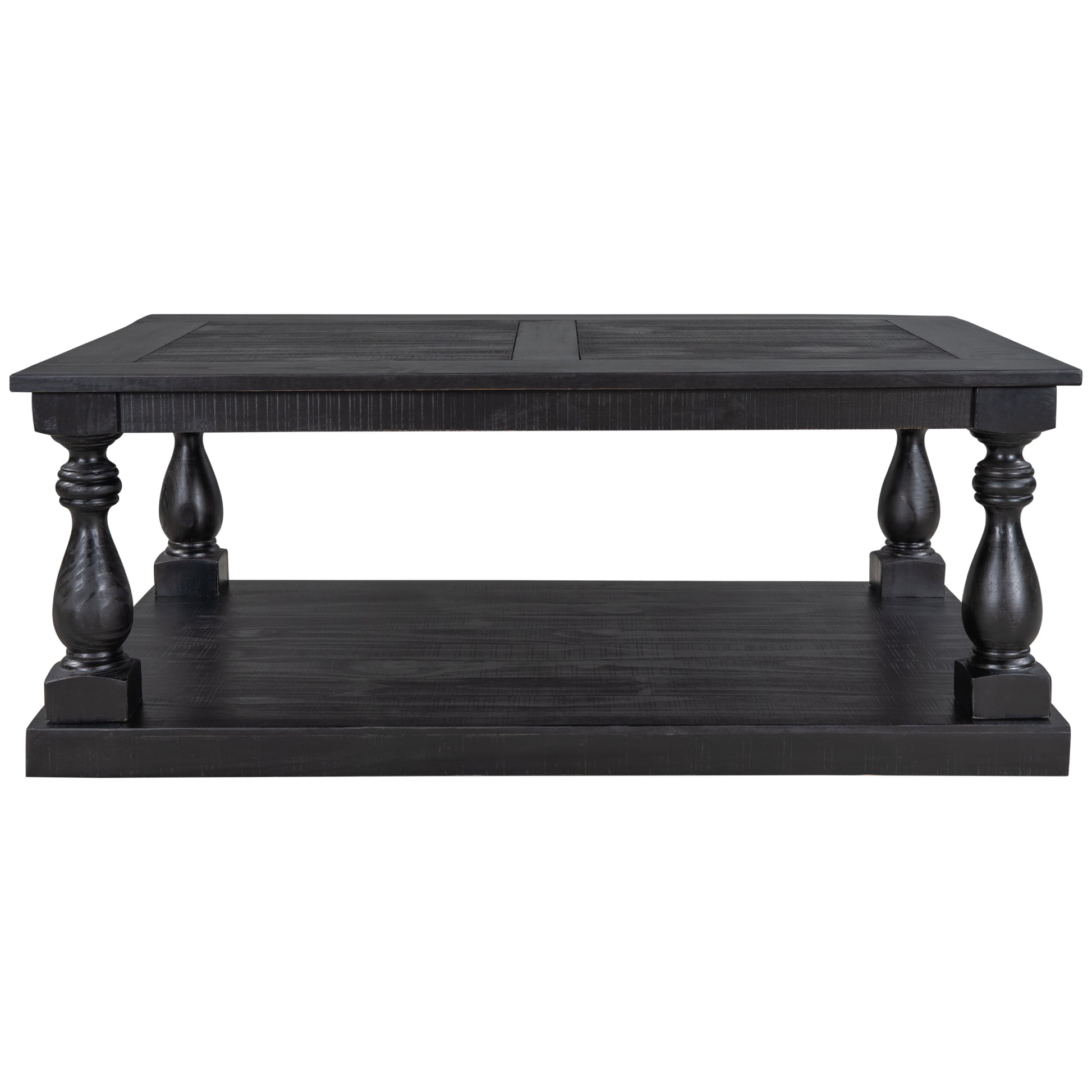 Rustic Floor Shelf Coffee Table With Storage,Solid Pine Wood As Same As Wf287269Aab Black Pine