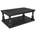 Rustic Floor Shelf Coffee Table With Storage,Solid Pine Wood As Same As Wf287269Aab Black Pine