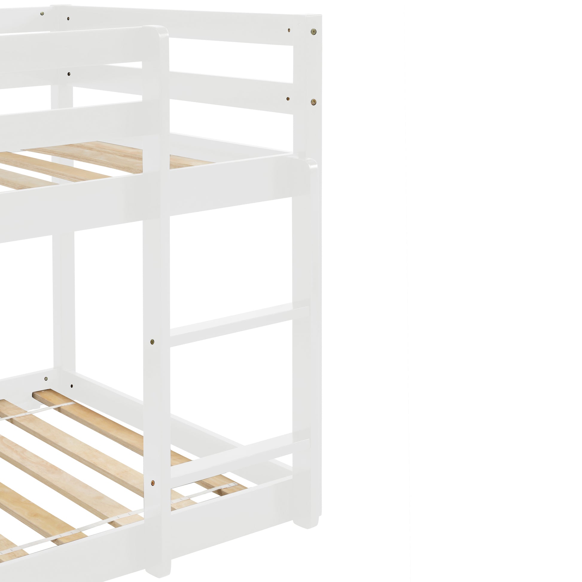 Twin Over Twin Floor Bunk Bed, White Old Sku:W50437209 Twin White Pine