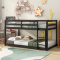 Twin Over Twin Floor Bunk Bed,Espresso Old Sku:W50437211 Twin Espresso Pine