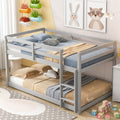 Twin Over Twin Floor Bunk Bed,Grey Old Sku:W50437208 Twin Grey Pine