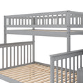 Twin Over Full Stairway Bunk Bed With Storage, Gray Twin Gray Pine