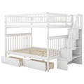 Full Over Full Bunk Bed With Two Drawers And Storage, White White Pine