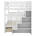 Full Over Full Bunk Bed With Two Drawers And Storage, White White Pine