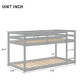 Twin Over Twin Floor Bunk Bed,Grey Old Sku:W50437208 Twin Grey Pine