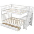 Full Over Full Bunk Bed With Two Drawers And Storage, White White Pine