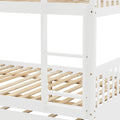 Full Over Full Bunk Bed With Trundle, Convertible To 2 Full Size Platform Bed, Full Size Bunk Bed With Ladder And Safety Rails For Kids, Teens, Adults,White Old Sku:W504S00002 White Pine