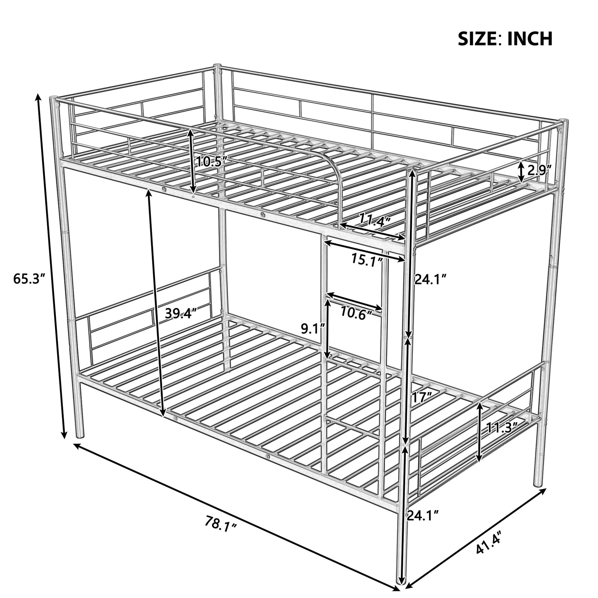 Twin Over Twin Metal Bunk Bed White Old Sku: Mf189201Kaa White Metal Metal