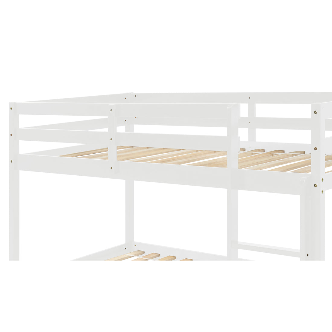 Twin Over Twin Floor Bunk Bed, White Old Sku:W50437209 Twin White Pine