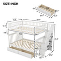 Full Over Full Bunk Bed With Two Drawers And Storage, White White Pine