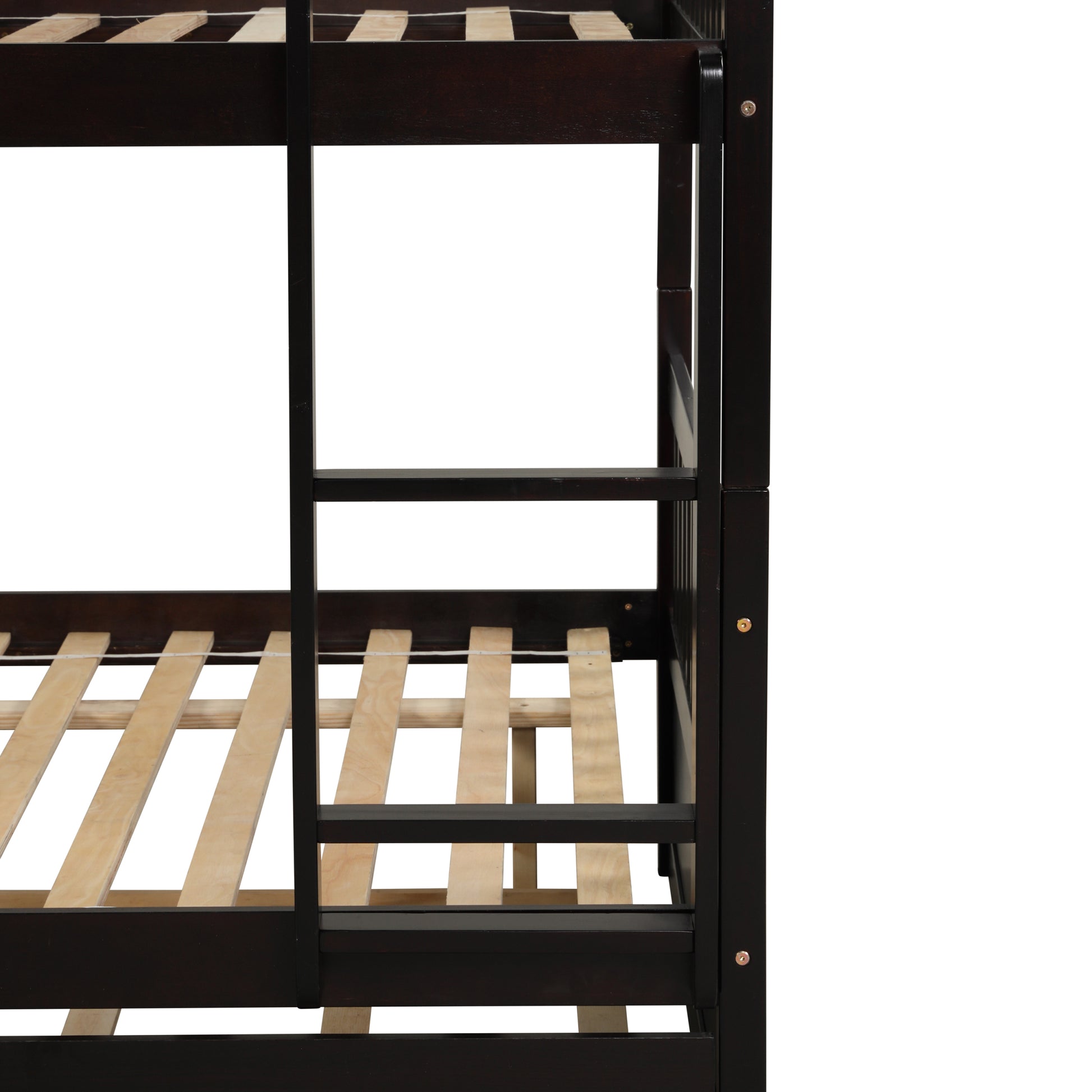 Full Over Full Bunk Bed With Trundle,Espresso Espresso Pine