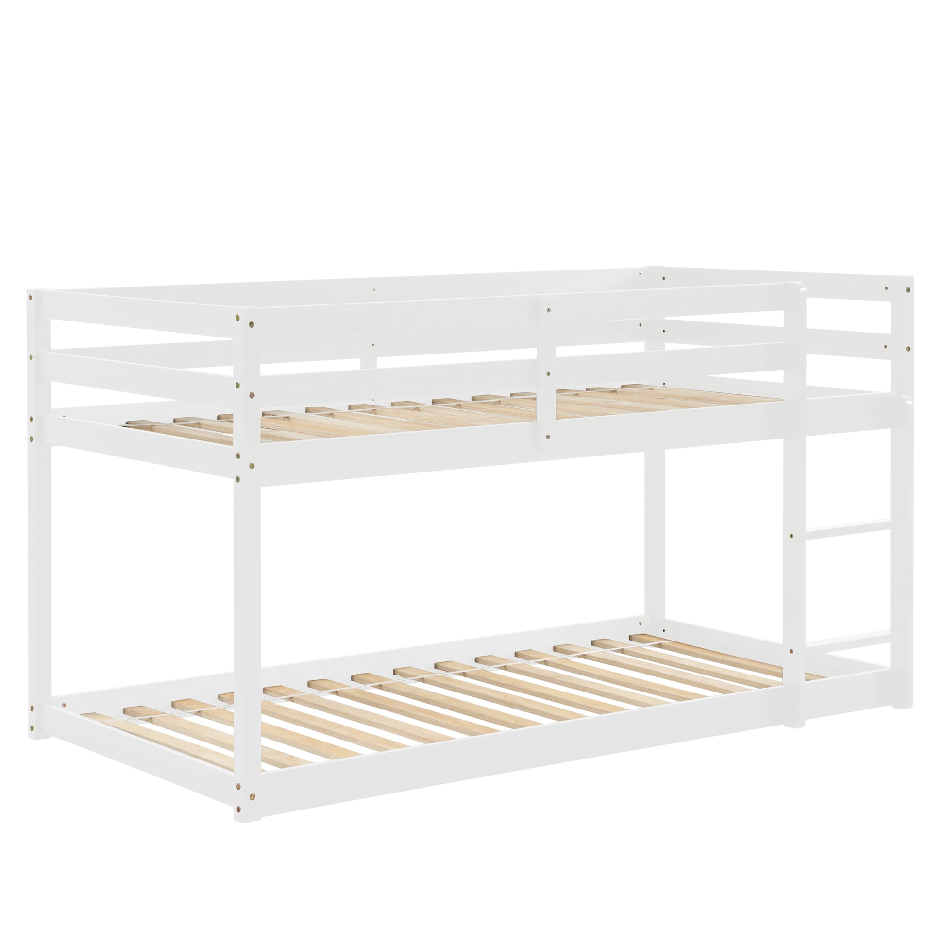 Twin Over Twin Floor Bunk Bed, White Sku:W504P148538 Twin White Pine