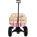 Outdoor Wagon All Terrain Pulling W Wood Railing Air Tires Garden Cart Pink Garden & Outdoor Steel