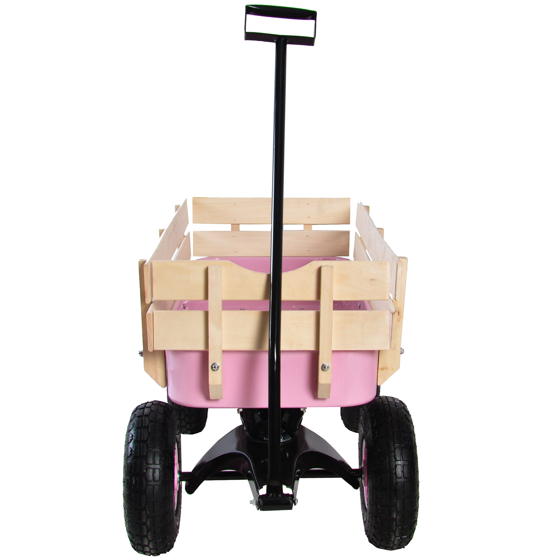 Outdoor Wagon All Terrain Pulling W Wood Railing Air Tires Garden Cart Pink Garden & Outdoor Steel