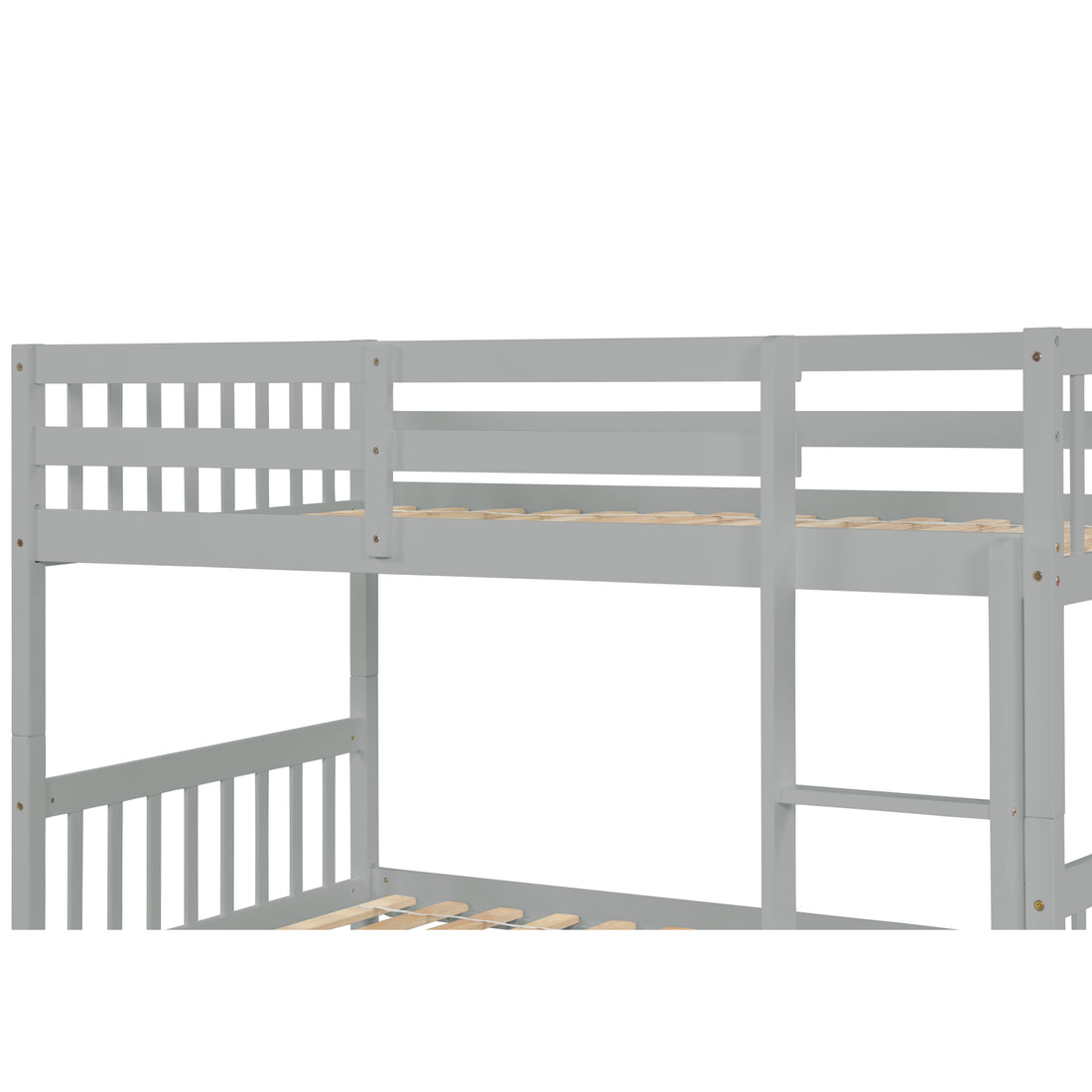 Twin Over Twin Bunk Beds With Trundle, Solid Wood Trundle Bed Frame With Safety Rail And Ladder, Kids Teens Bedroom, Guest Room Furniture, Can Be Converted Into 2 Beds,Grey Old Sku:W504S00027 Grey Pine