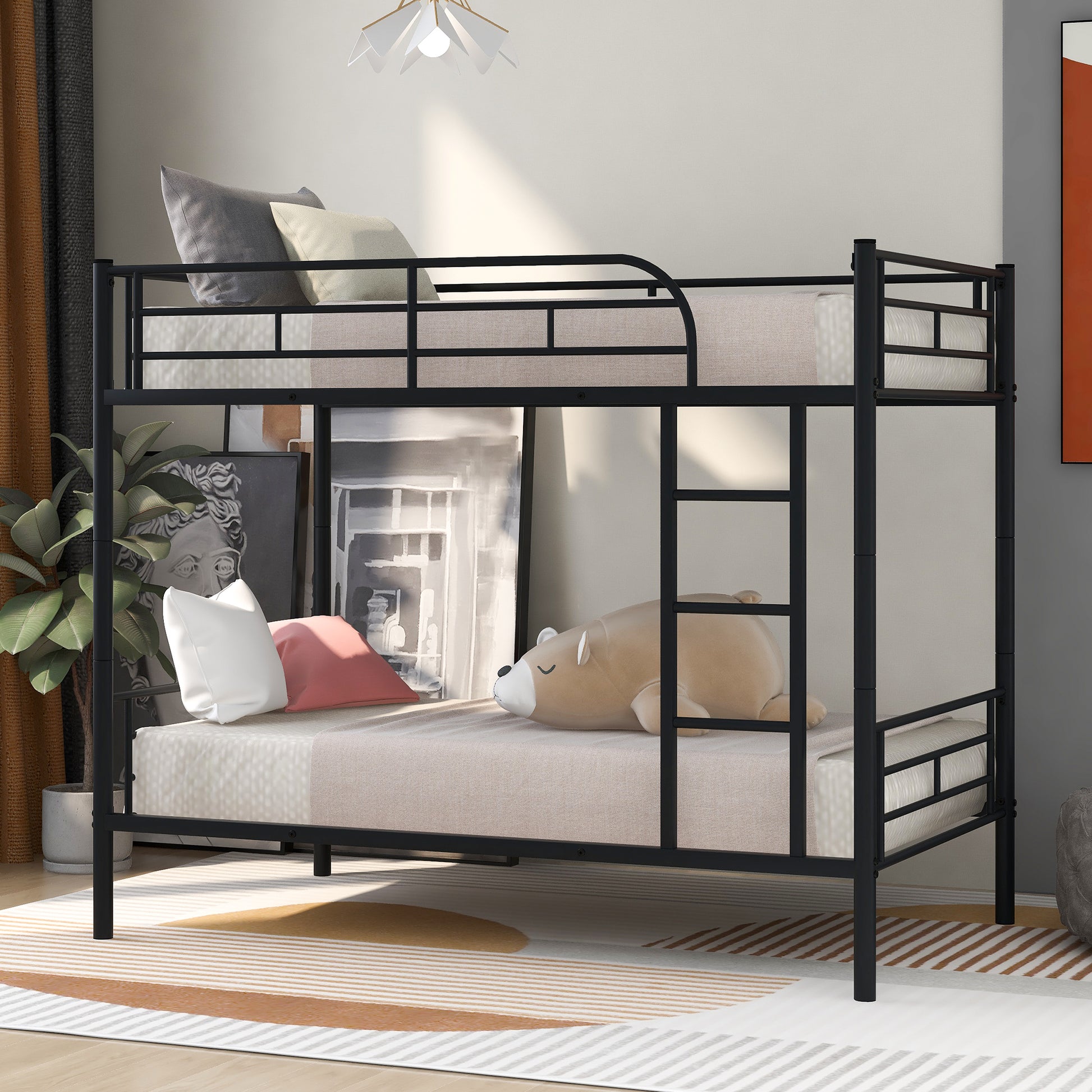 Twin Over Twin Metal Bunk Bed Black Old Sku: Mf189201Baa Black Metal Metal