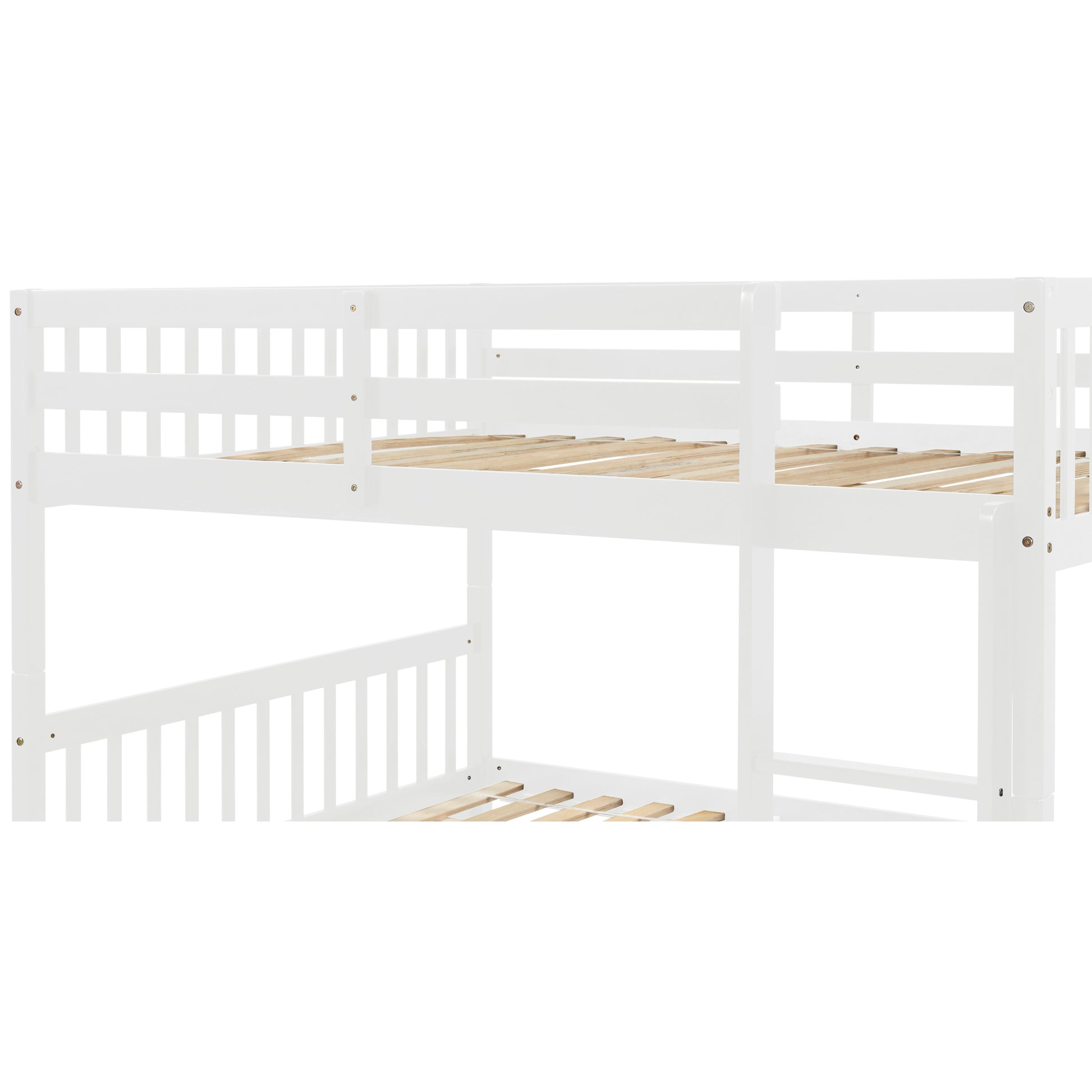 Full Over Full Bunk Bed With Trundle, Convertible To 2 Full Size Platform Bed, Full Size Bunk Bed With Ladder And Safety Rails For Kids, Teens, Adults,White Old Sku:W504S00002 White Pine