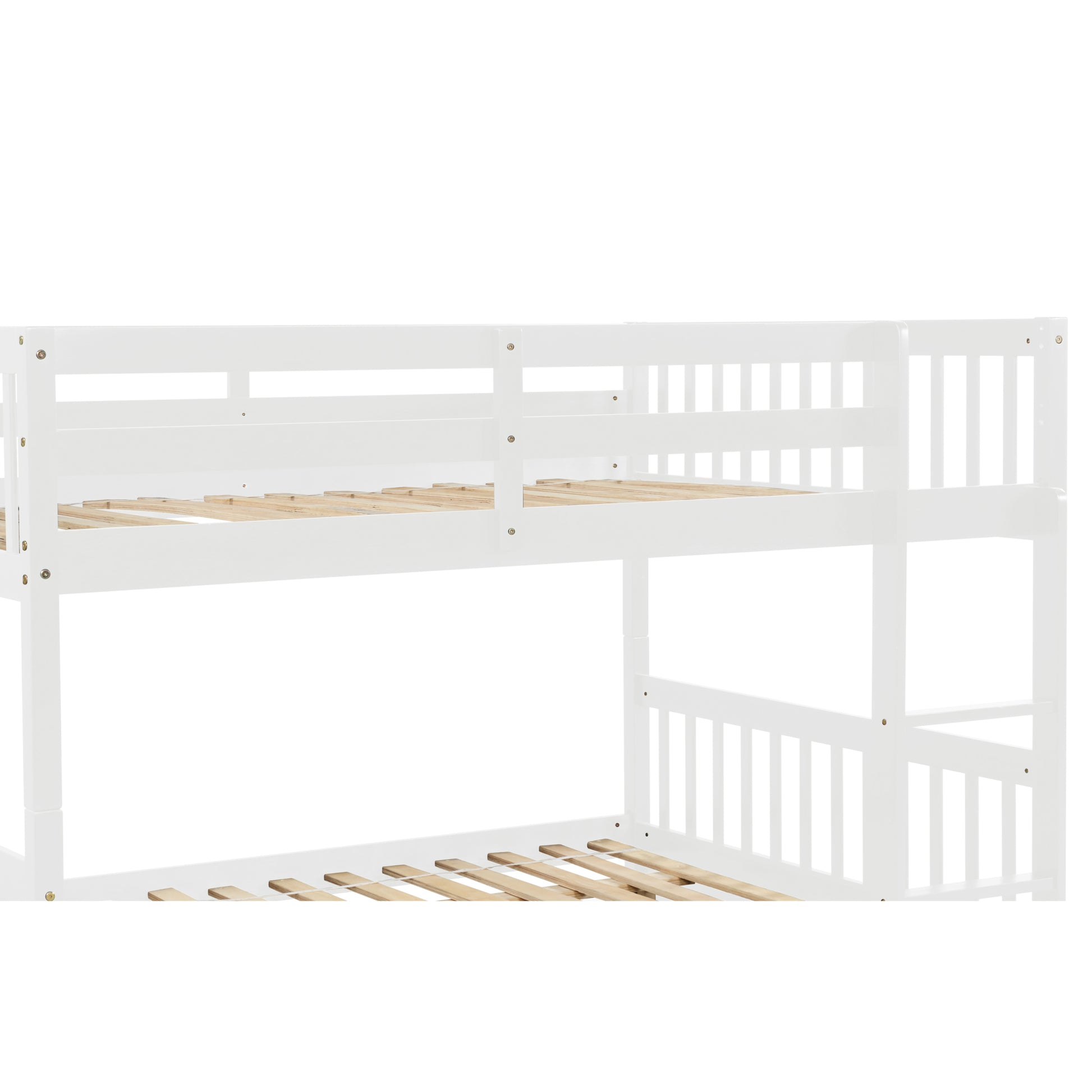 Full Over Full Bunk Bed With Trundle, Convertible To 2 Full Size Platform Bed, Full Size Bunk Bed With Ladder And Safety Rails For Kids, Teens, Adults,White Old Sku:W504S00002 White Pine