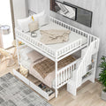 Full Over Full Bunk Bed With Two Drawers And Storage, White White Pine