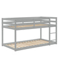 Twin Over Twin Floor Bunk Bed,Grey Old Sku:W50437208 Twin Grey Pine