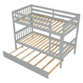 Twin Over Twin Bunk Beds With Trundle, Solid Wood Trundle Bed Frame With Safety Rail And Ladder, Kids Teens Bedroom, Guest Room Furniture, Can Be Converted Into 2 Beds,Grey Old Sku:W504S00027 Grey Pine