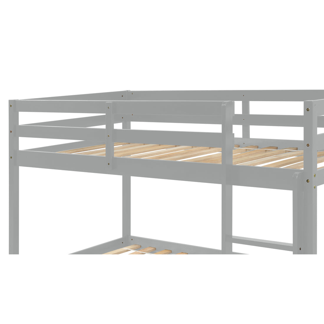 Twin Over Twin Floor Bunk Bed,Grey Old Sku:W50437208 Twin Grey Pine