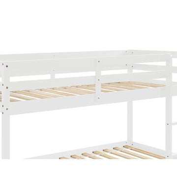 Twin Over Twin Floor Bunk Bed, White Sku:W504P148538 Twin White Pine