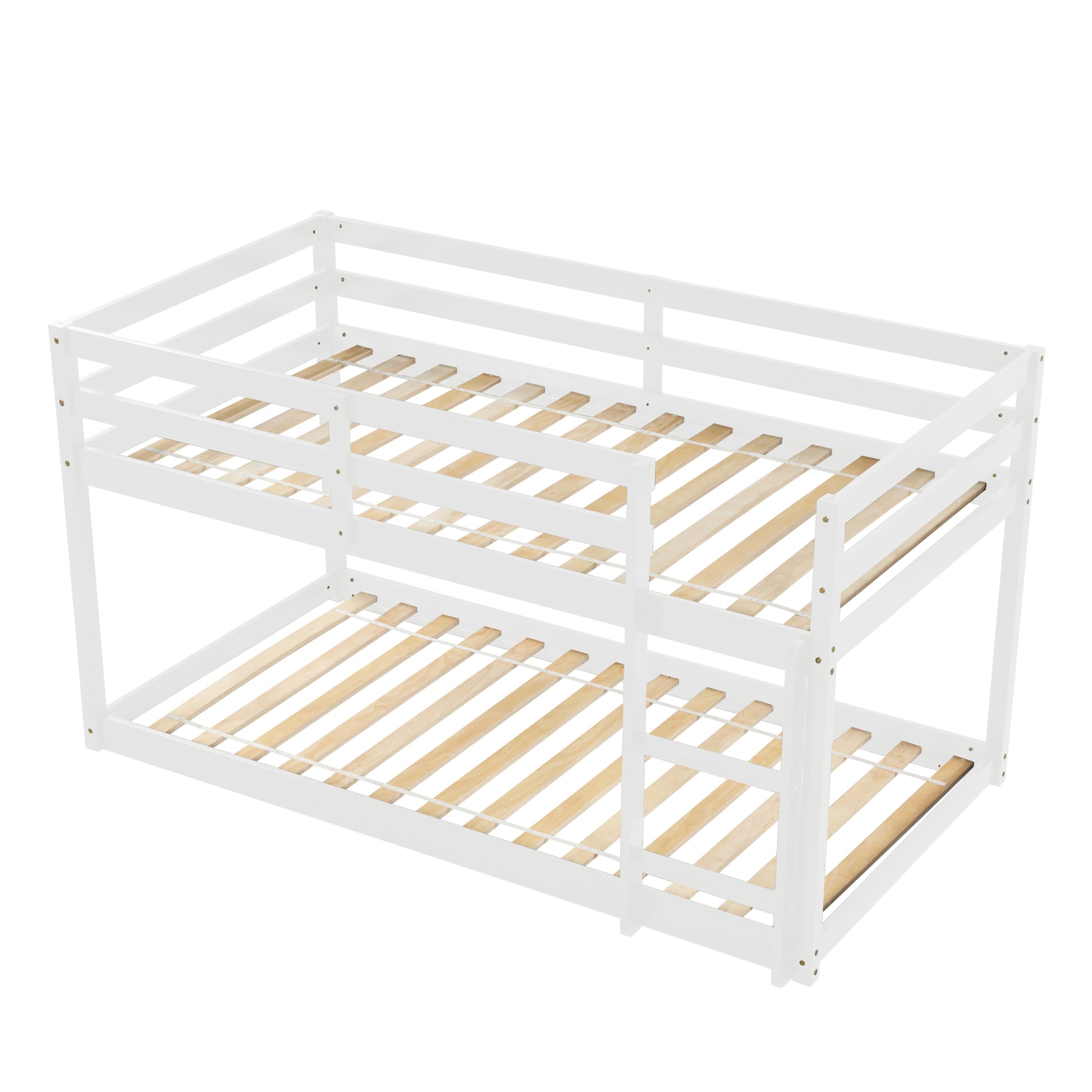 Twin Over Twin Floor Bunk Bed, White Sku:W504P148538 Twin White Pine