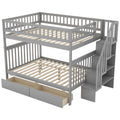 Full Over Full Bunk Bed With Two Drawers And Storage, Gray Gray Pine