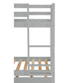 Twin Over Twin Rubber Wood Bunk Bed With Trundle, Convertible Into 2 Twin Size Beds, Twin Size Bunk Bed With Ladder And Safety Guardrails,Grey Twin Grey Rubber Wood