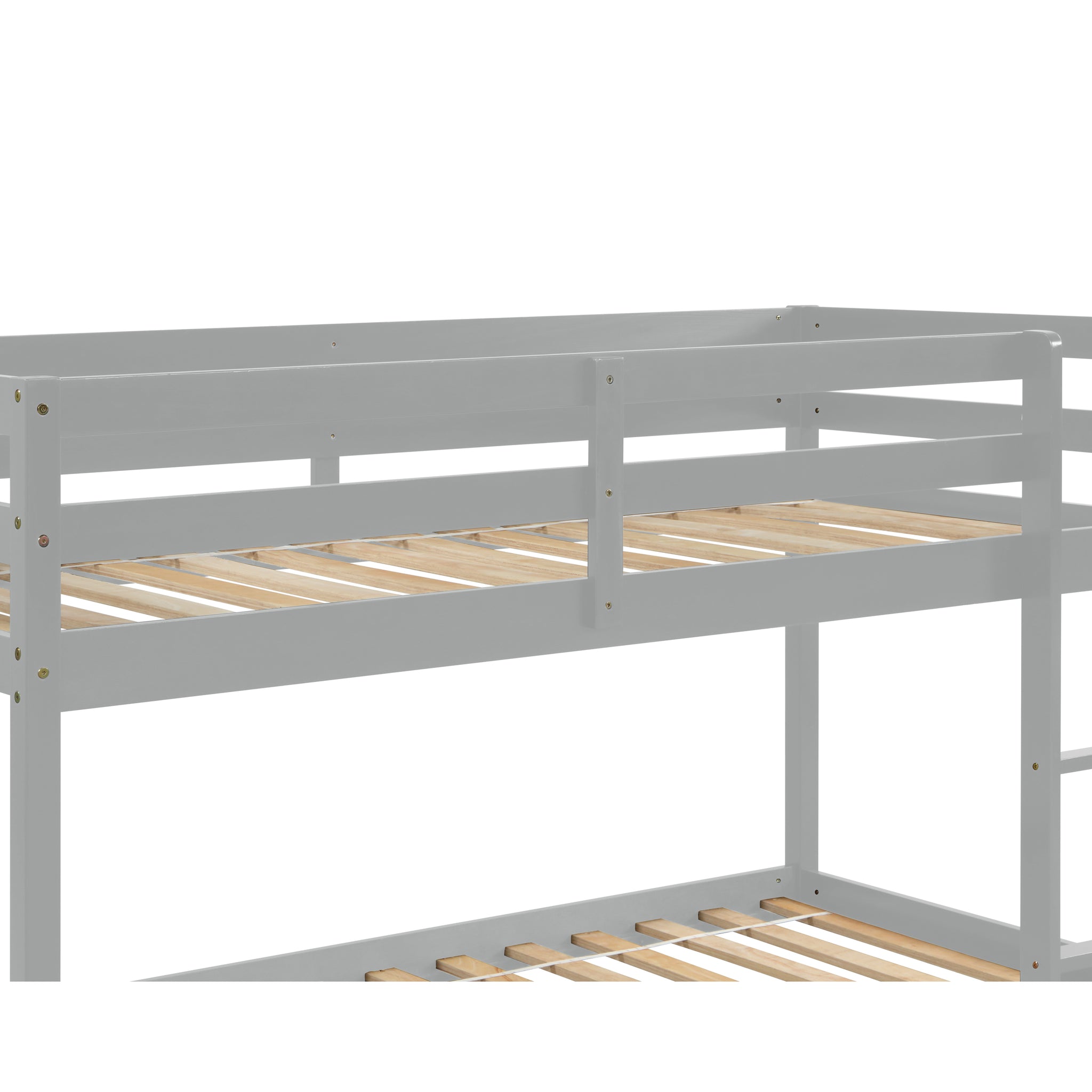 Twin Over Twin Floor Bunk Bed,Grey Old Sku:W50437208 Twin Grey Pine