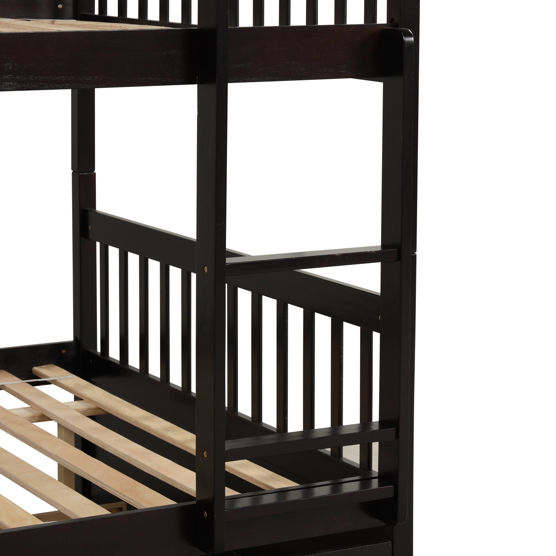 Full Over Full Bunk Bed With Trundle,Espresso Espresso Pine